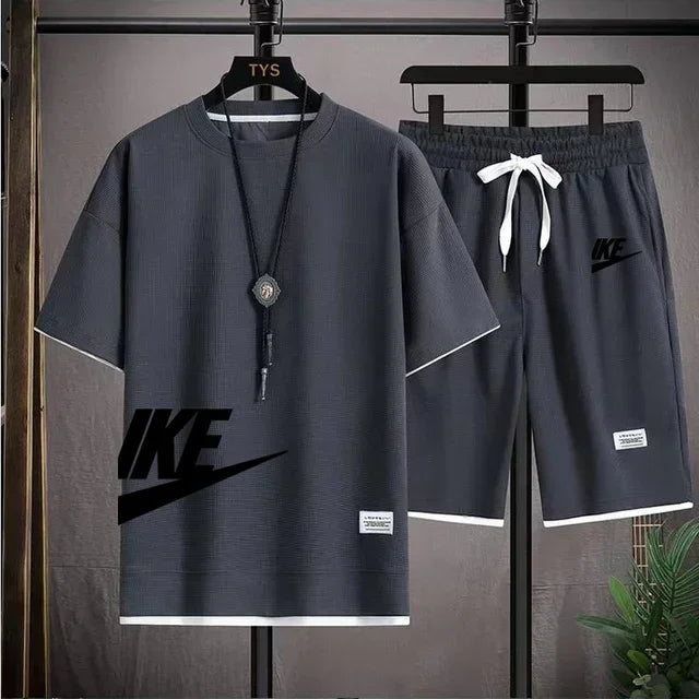 Fashionable casual trend men's sport suit short-sleeved T-shirt and outdoor summer sport shorts two-piece 2025 new size S-3XL