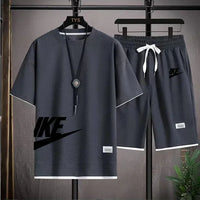 Fashionable casual trend men's sport suit short-sleeved T-shirt and outdoor summer sport shorts two-piece 2025 new size S-3XL