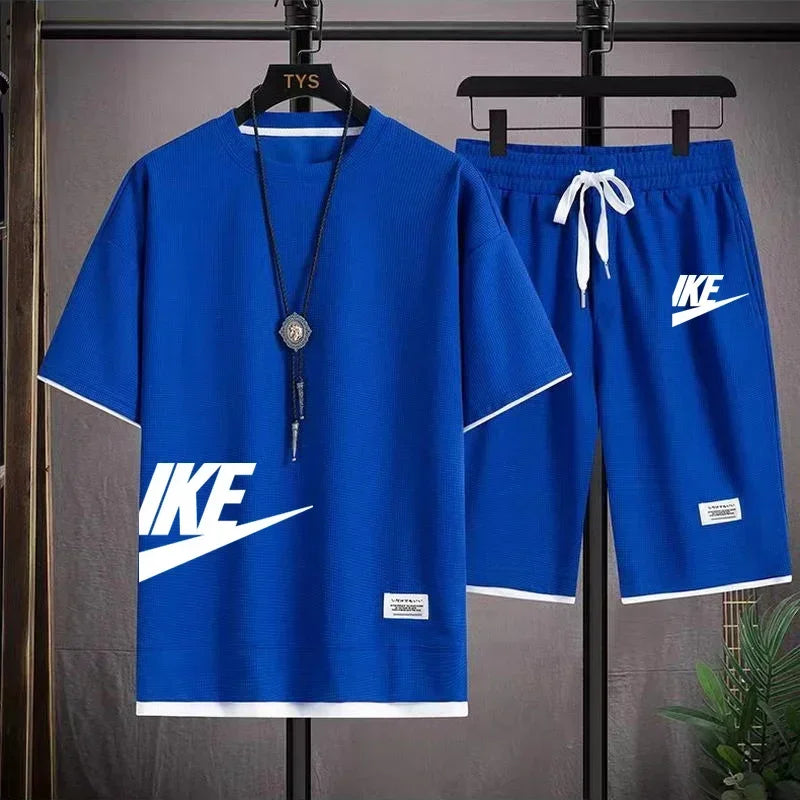 Fashionable casual trend men's sport suit short-sleeved T-shirt and outdoor summer sport shorts two-piece 2025 new size S-3XL