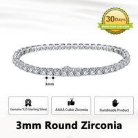 Rinntin Genuine 925 Sterling Silver Tennis Chain Bracelet Handmade High-end Luxury Hand Chain for Men Women Jewelry Gift SB128