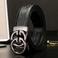 New Width 3.4cm Men's Belt Business Formal Real Leather Canvas Male Belt High Quality Metal Automatic Buckle Belt for men jeans