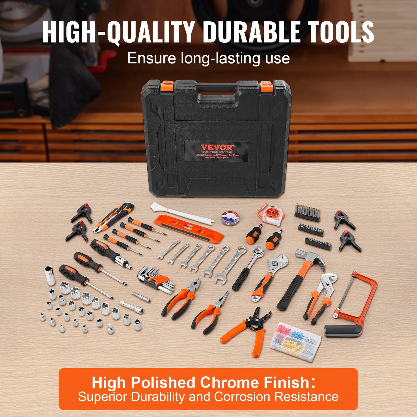 VEVOR Tool Kit Home Repairing Tool Kit with Portable Tool Storage Case for Home Maintenance DIY Projects and Automotive Repair
