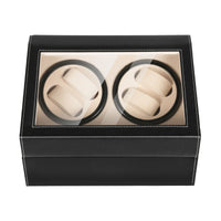Storage Display Case 4+6 Automatic Rotation Leather Wood Watch Winder with Pillow Luxury Box Black/Brown