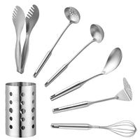 1/7pc Stainless Steel Kitchen Utensils Chopsticks Tube Soup Ladle Colander Set Gold Cooking Tool Set Egg Stirrer Kitchenware Set