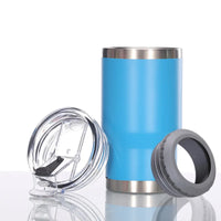 14oz Car Insulated Can Cooler, Universal Stainless Steel Double Lid Beer Cup Cooling Ice Water Bottles Insulated Slim Can Cooler