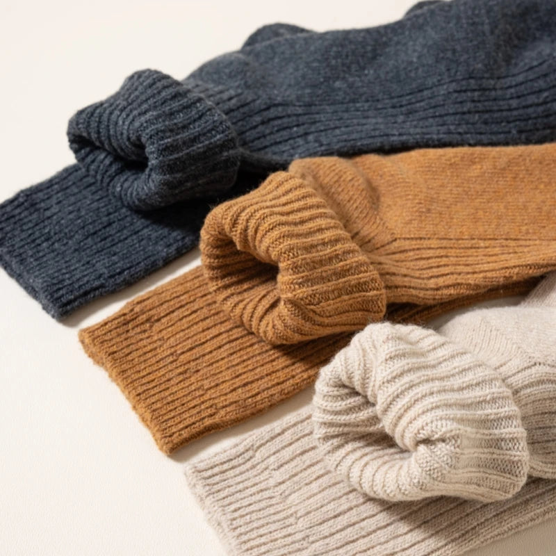 3 Pair Winter Thick Warm Men's Wool Socks High Quality Harajuku Retro Merino Wool Casual Socks Large Size Long Socks