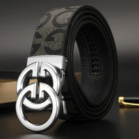 New Width 3.4cm Men's Belt Business Formal Real Leather Canvas Male Belt High Quality Metal Automatic Buckle Belt for men jeans