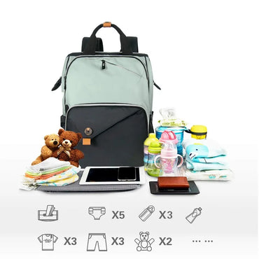 Diaper Bag Backpack,Large Capacity Travel Back Pack Maternity Baby Nappy Changing Bags, Double Compartments with Strolle