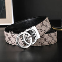 New Width 3.4cm Men's Belt Business Formal Real Leather Canvas Male Belt High Quality Metal Automatic Buckle Belt for men jeans