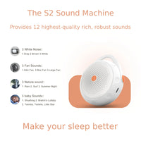 Portable Bluetooth White Noise Machine with 12 Soothing Relaxing Sounds & Silicone Sleep Timer Night Light for Baby & Adults