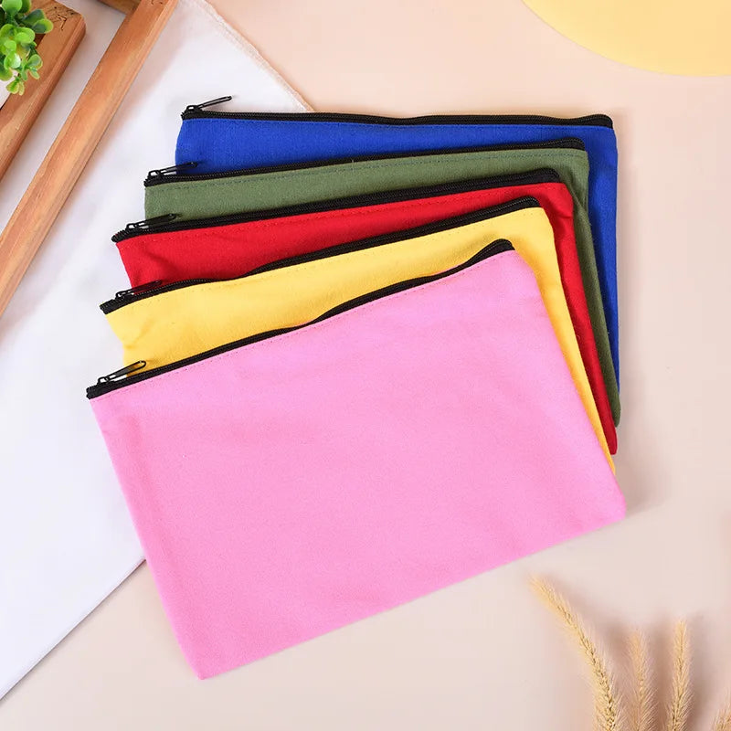 10/20/50pcs LOGO Customized Canvas Zipper Bags Multifunctional Blank DIY Craft Pouches Pencil Bags Personalized Makeup Pockets