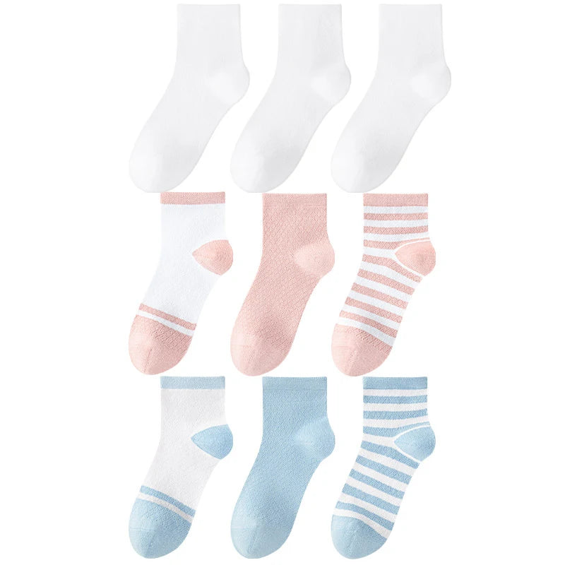 Children's Summer Mesh Colorful Socks: Pure Cotton, Sweat-Absorbent, Breathable, Seamless Stitching, for Boys and Girls, School