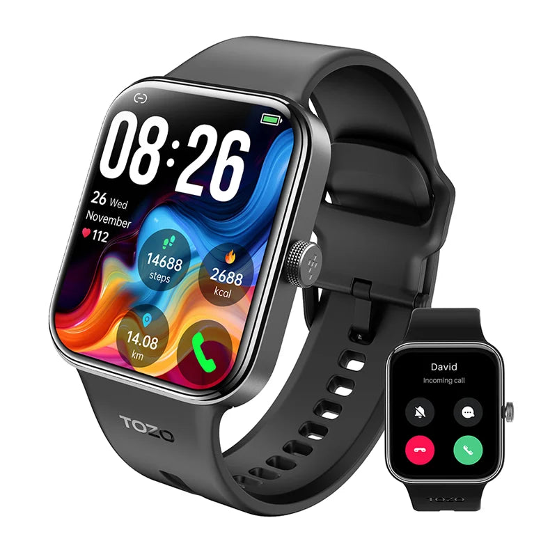 TOZO S4 AcuFit One Smart Watch 1.78" AMOLED Screen Call/Answer Fitness Tracker Heart Rate Sleep Blood Oxygen Monitor