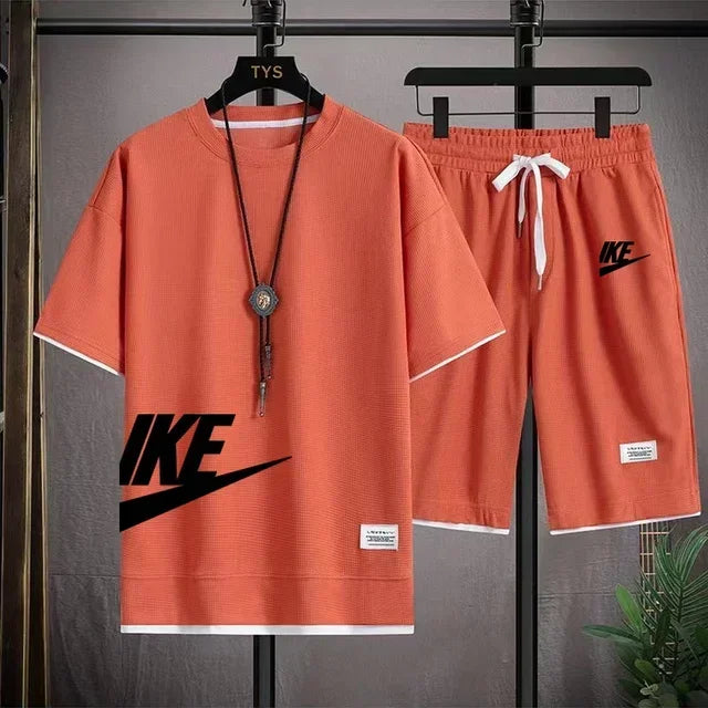 Fashionable casual trend men's sport suit short-sleeved T-shirt and outdoor summer sport shorts two-piece 2025 new size S-3XL