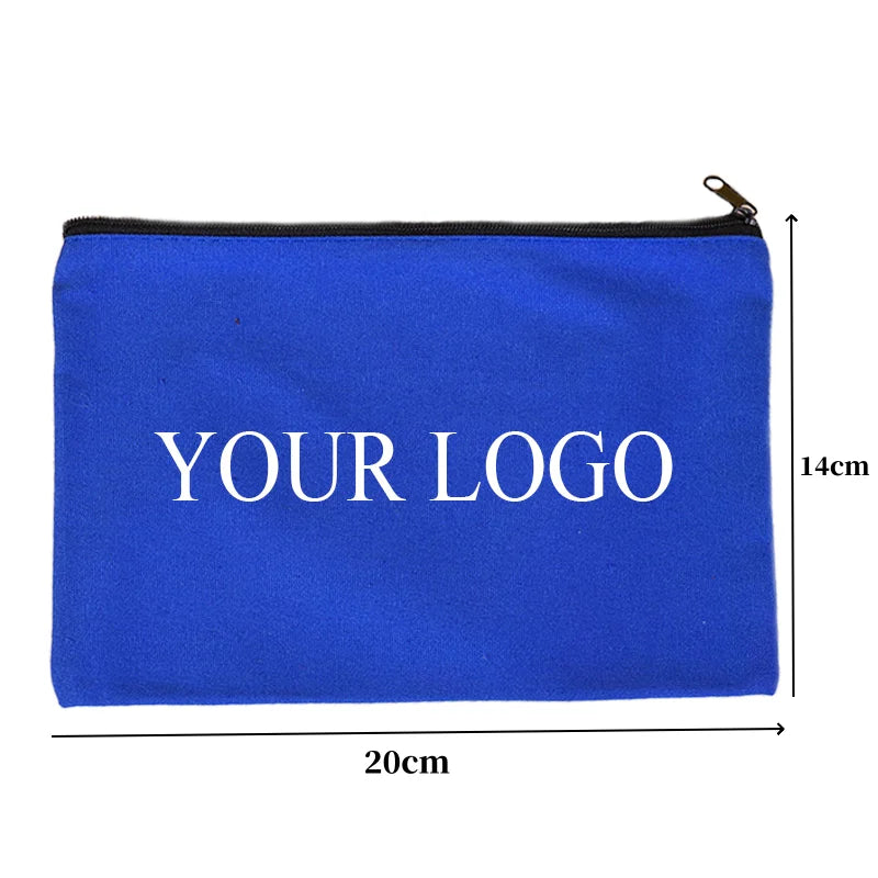 10/20/50pcs LOGO Customized Canvas Zipper Bags Multifunctional Blank DIY Craft Pouches Pencil Bags Personalized Makeup Pockets