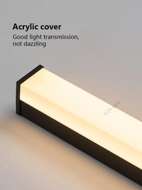 Modern Waterproof Outdoor Long Strip LED Wall Light IP65 Wrought Iron Wall Light Garden Porch Wall Light 110V 220V Lighting