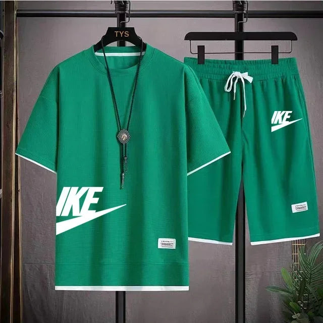 Fashionable casual trend men's sport suit short-sleeved T-shirt and outdoor summer sport shorts two-piece 2025 new size S-3XL