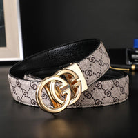 New Width 3.4cm Men's Belt Business Formal Real Leather Canvas Male Belt High Quality Metal Automatic Buckle Belt for men jeans