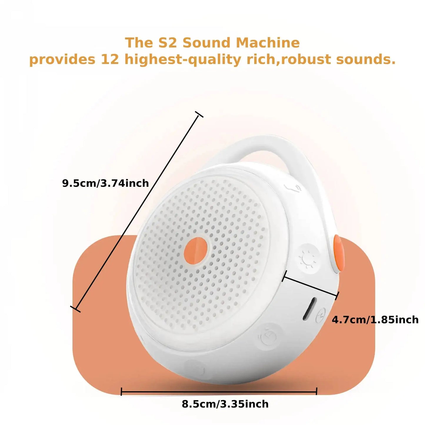 Portable Bluetooth White Noise Machine with 12 Soothing Relaxing Sounds & Silicone Sleep Timer Night Light for Baby & Adults