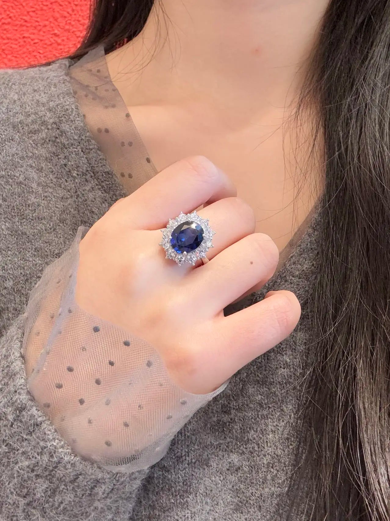 CHARMING 6.0CT Sea Blue Sapphire Ring Oval Cut Eternity Diana Trending Popular Wedding Royal Handmade Jewelry For Women Hot Sale