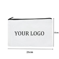 10/20/50pcs LOGO Customized Canvas Zipper Bags Multifunctional Blank DIY Craft Pouches Pencil Bags Personalized Makeup Pockets