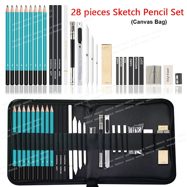 Kalour PDAS Charcoal Sketching Art Set Wood Rod Non-toxic Highlight Drawing Painting Tools Artists Kids High Quality Kit desenho