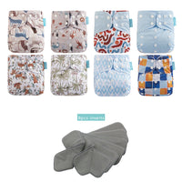 Happyflute New OS Pocket Nappy Set Adjustable 8pcs Diape+8pcs Bamboo Charcoal Insert Waterproof&Reusable Washable Baby Diaper