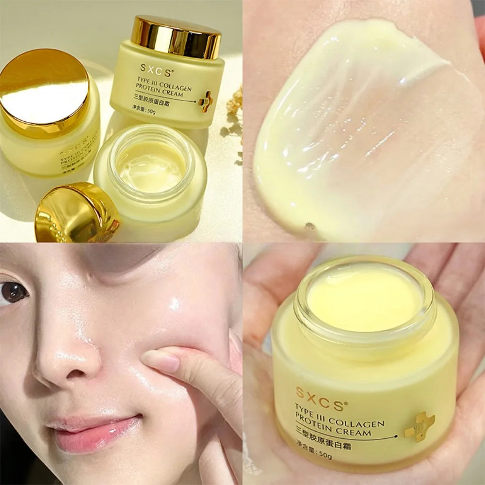 Type III Collagen Protein Cream for Face Moisturizing Lightens Fine Lines, Tightens and Brightens Skin Korean Skin Care