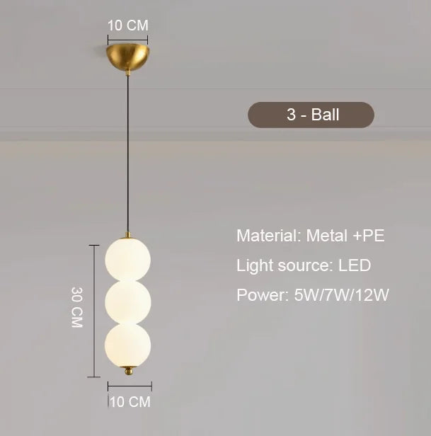 Led PE Ball Pendant Light for Bedroom Bedside Hanging Lamp Ceiling Chandeliers Modern Lighting Decoration Entrance Luminaire