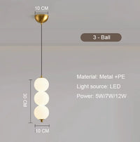 Led PE Ball Pendant Light for Bedroom Bedside Hanging Lamp Ceiling Chandeliers Modern Lighting Decoration Entrance Luminaire