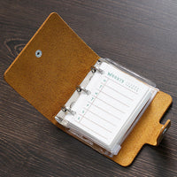 Mini A9 Binder Planner 3 Hole Rings Notebook Crazy Horse Leather Diary Journal Retro Tiny Notepad Vintage Stationery