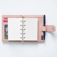 Moterm Regular A8 / M5 Size Rings Planner Pebbled Grain Cowhide 5-hole Mini Notebook with 15 MM Rings Organizer Journey Diary