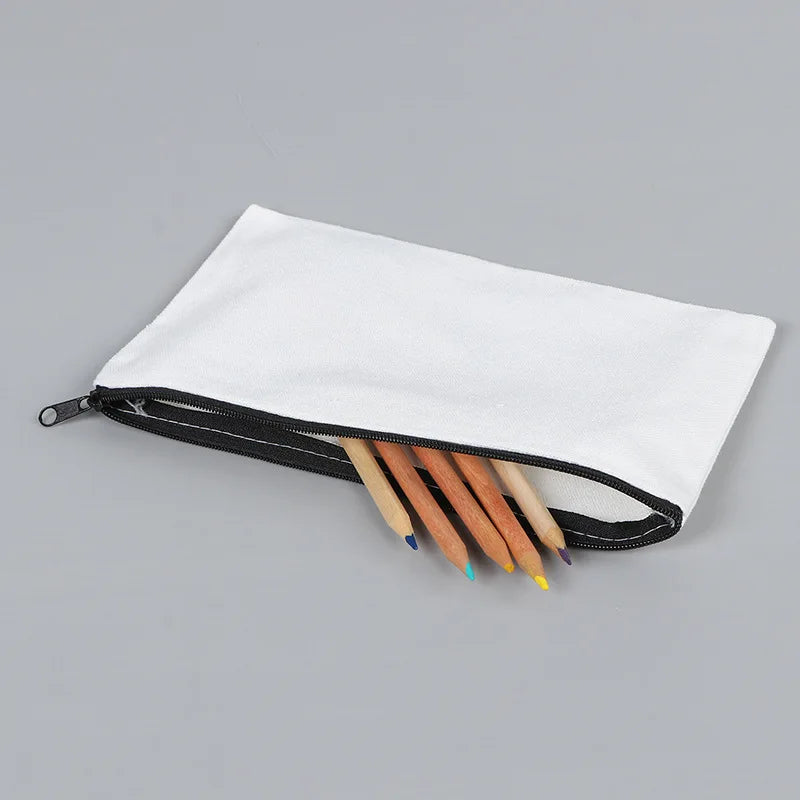 10/20/50pcs LOGO Customized Canvas Zipper Bags Multifunctional Blank DIY Craft Pouches Pencil Bags Personalized Makeup Pockets