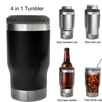 14oz Car Insulated Can Cooler, Universal Stainless Steel Double Lid Beer Cup Cooling Ice Water Bottles Insulated Slim Can Cooler