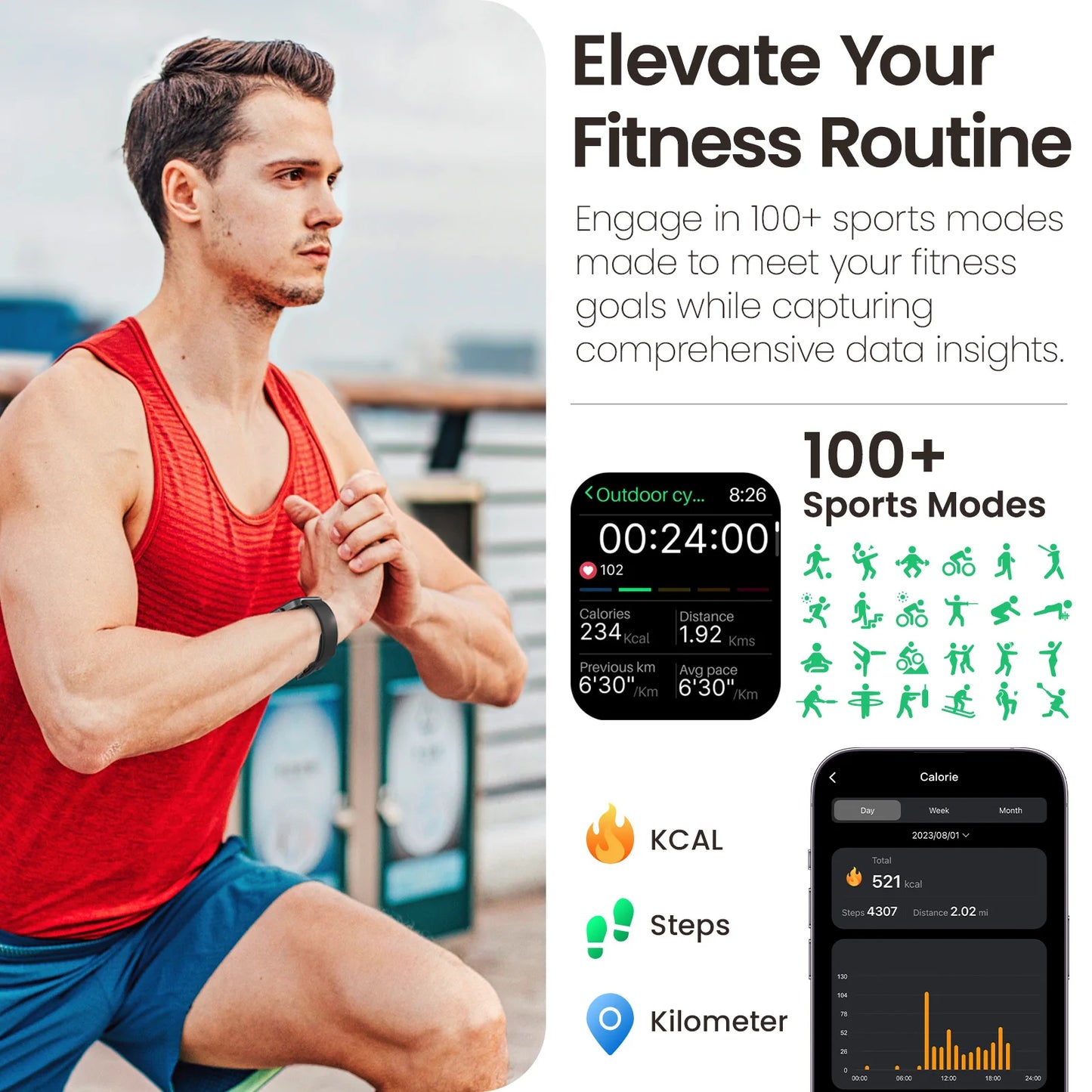 TOZO S4 AcuFit One Smart Watch 1.78" AMOLED Screen Call/Answer Fitness Tracker Heart Rate Sleep Blood Oxygen Monitor
