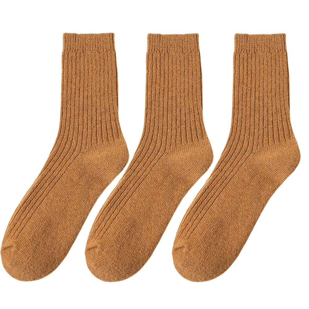 3 Pair Winter Thick Warm Men's Wool Socks High Quality Harajuku Retro Merino Wool Casual Socks Large Size Long Socks