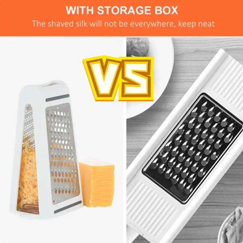 2 Sided Cheese Grater Vegetables Grater With Container Case Carrot Cucumber Slicer Cutter Kitchenware Stainless Blades