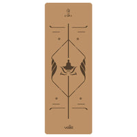 ‌Natural Rubber & Cork Yoga Mat - 68cm Extra-Wide 5mm Thick Gymnastic Mat with Laser-Engraved Alignment Lines & Logo Printing‌ ‌