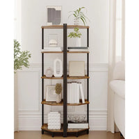 Shelf Stand, Corner Bookshelf, Storage Standing Shelf Unit with Metal Frame, Plant Stand, Corner Bookcase for Living Room
