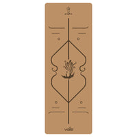 ‌Natural Rubber & Cork Yoga Mat - 68cm Extra-Wide 5mm Thick Gymnastic Mat with Laser-Engraved Alignment Lines & Logo Printing‌ ‌