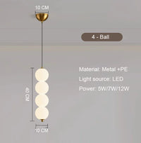 Led PE Ball Pendant Light for Bedroom Bedside Hanging Lamp Ceiling Chandeliers Modern Lighting Decoration Entrance Luminaire