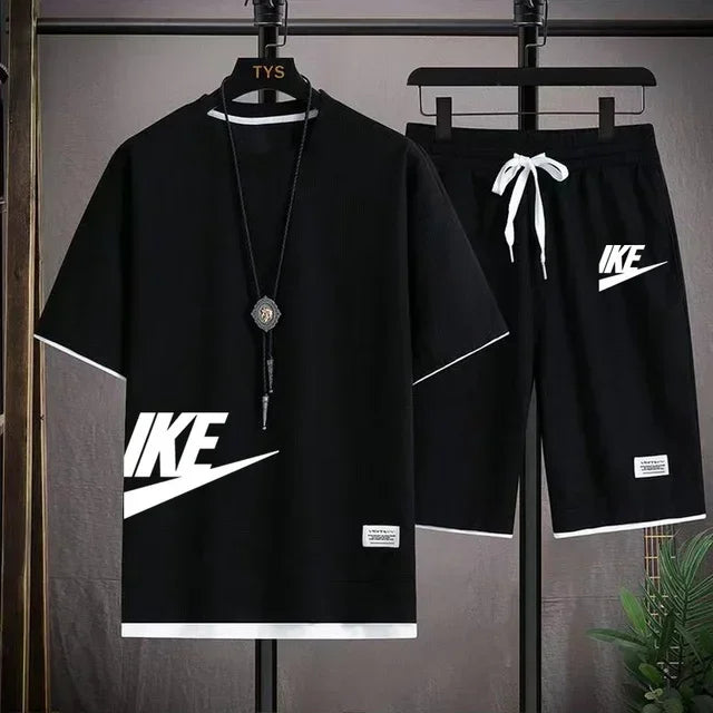 Fashionable casual trend men's sport suit short-sleeved T-shirt and outdoor summer sport shorts two-piece 2025 new size S-3XL