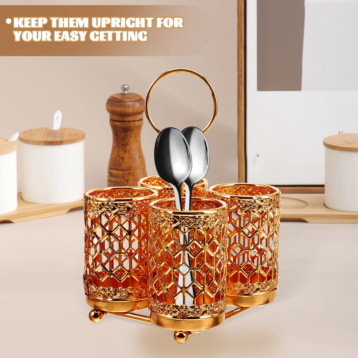 Multi-tube Drain Rack Silverware Iron Kitchenware Holder Large Capacity Chopstick Bucket Organizer Utensil Pot