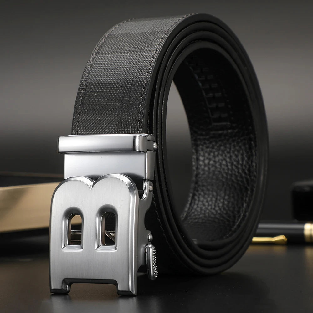 High Quality Wide 3.4cm Men Belt Genuine Leather Canvas Luxury Strap Male Belts For men jeans New Fashion Classice Buckle belt
