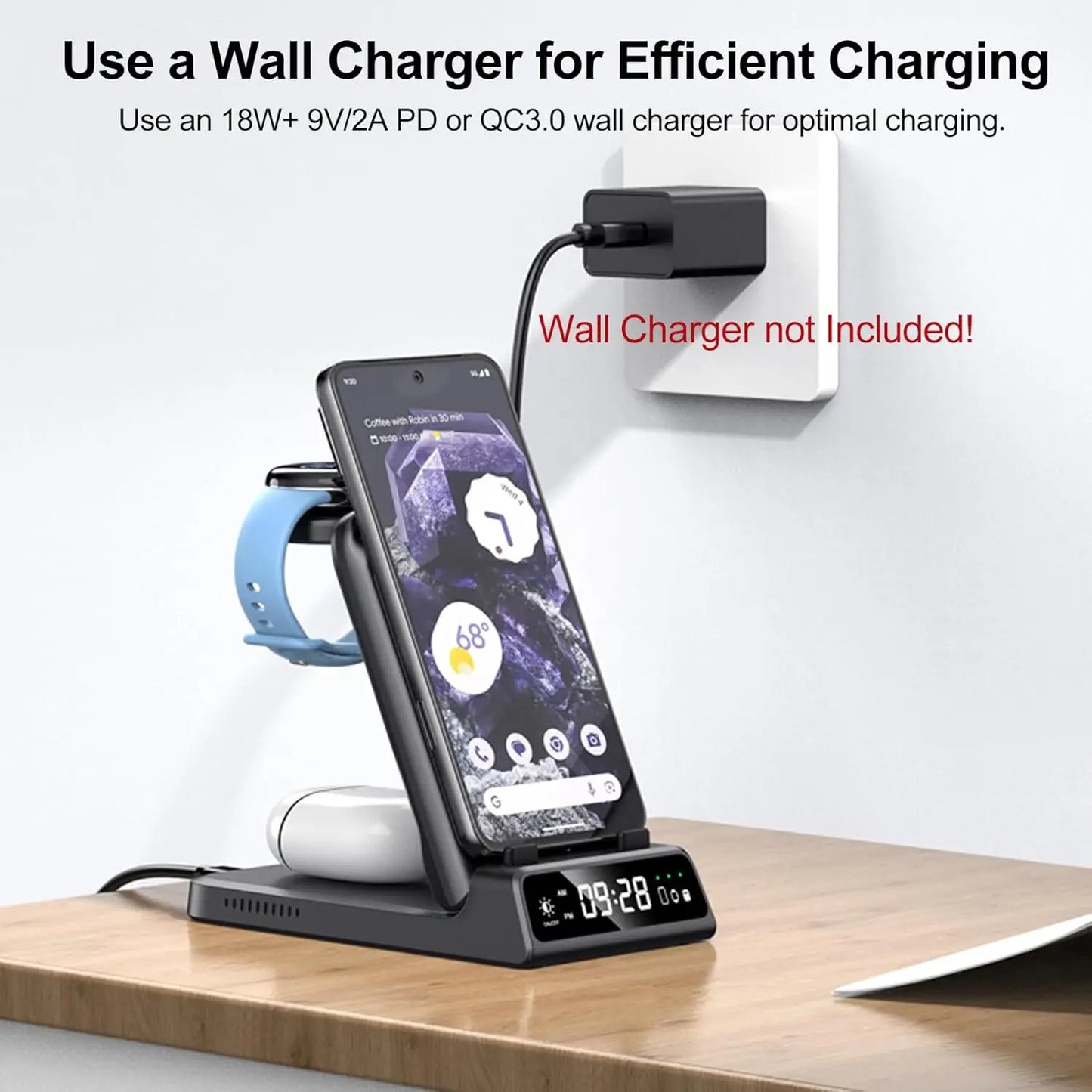 SwanScout 703G2 Wireless Charger for Pixel Watch 3 2 for Google Pixel 9 Pro XL for Fitbit Versa 4 3 Sense 2 for Pixel Buds Pro 2