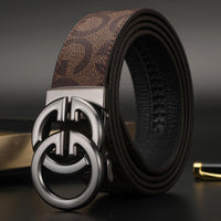 New Width 3.4cm Men's Belt Business Formal Real Leather Canvas Male Belt High Quality Metal Automatic Buckle Belt for men jeans