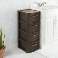 4 drawer woven patterned plastic storage cabinet, exquisite design, easy to clean, suitable for storing items in multiple places