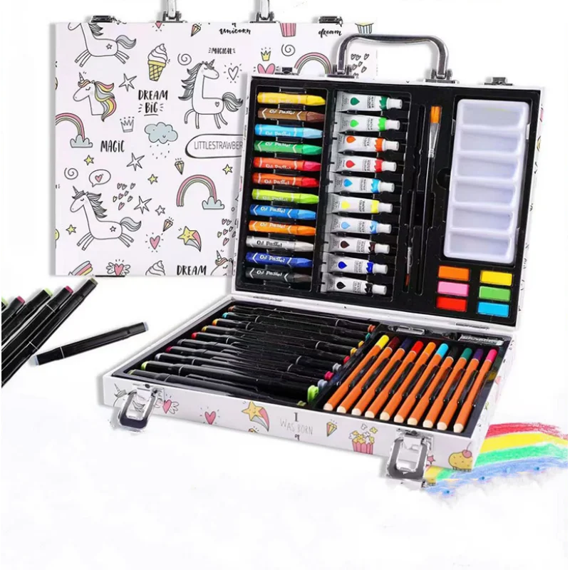 53pcs Gift Box Animal Kingdom 53-piece Set Watercolor Pen Children's Painting Brush Marker Oil Painting Stick Color