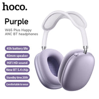 HOCO W65 Plus ANC Noise Reduction Bluetooth Headphones Over The Ear Wireless Big Earphone Hifi Sounds Sport Headsets With Button