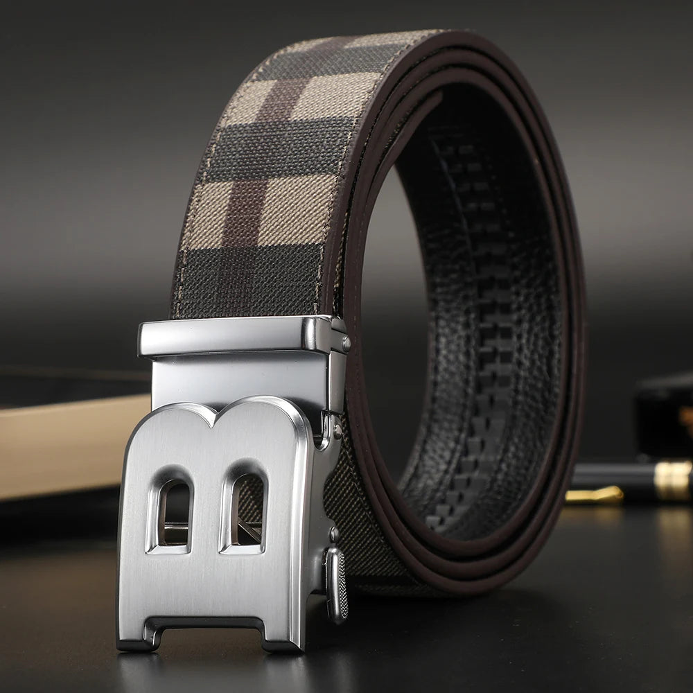 High Quality Wide 3.4cm Men Belt Genuine Leather Canvas Luxury Strap Male Belts For men jeans New Fashion Classice Buckle belt